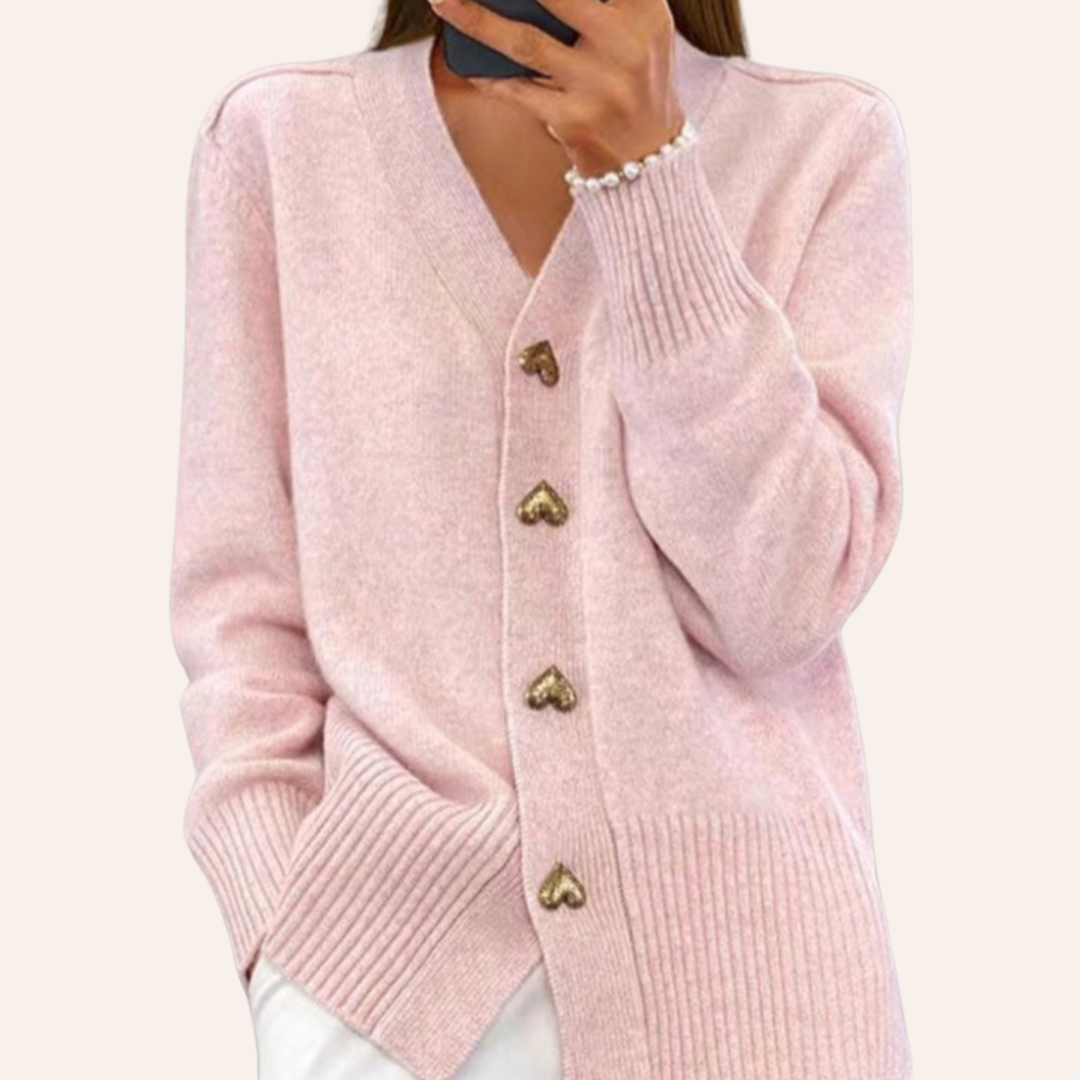 Melanie | Elegant Heart Button Cardigan