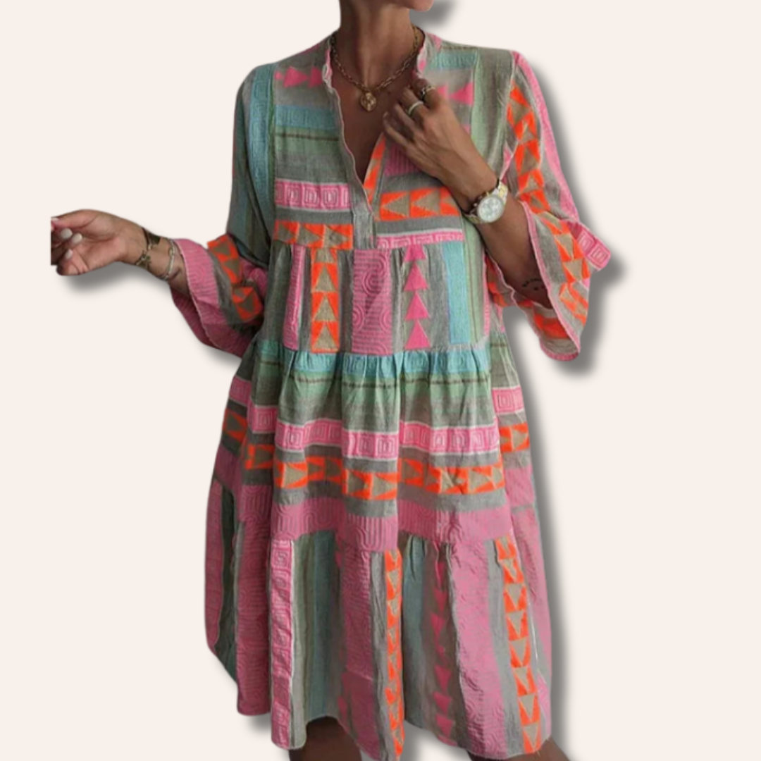 Celestine | Chic V-Neck Cotton Summer Dress