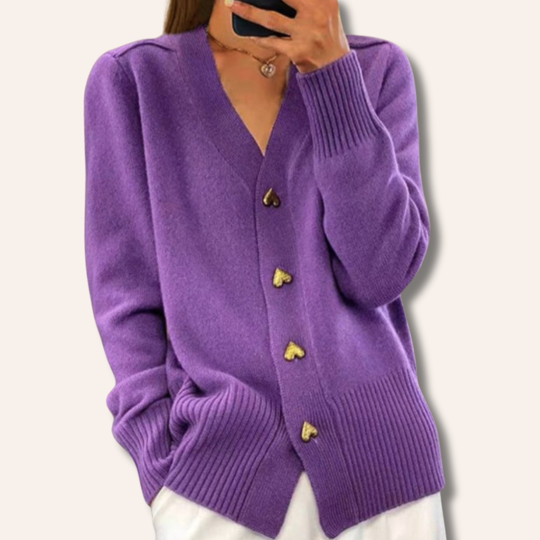 Melanie | Elegant Heart Button Cardigan