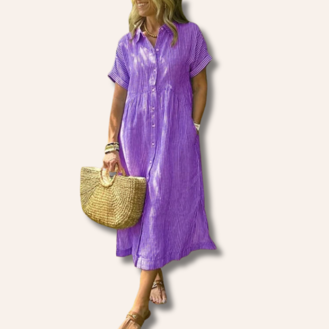 Sarah | Stylish Striped Shirt Dress