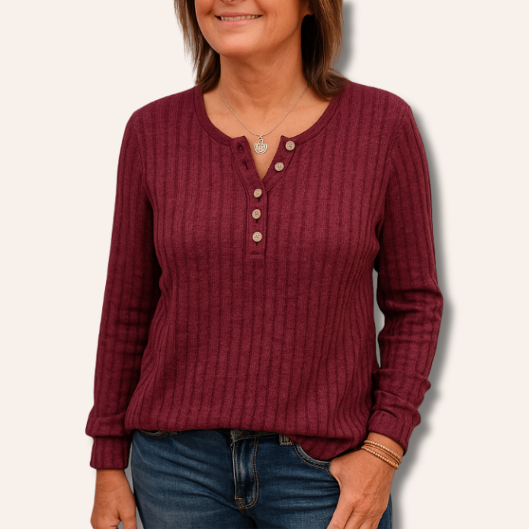 Lorraine | Textured Button Knit Top