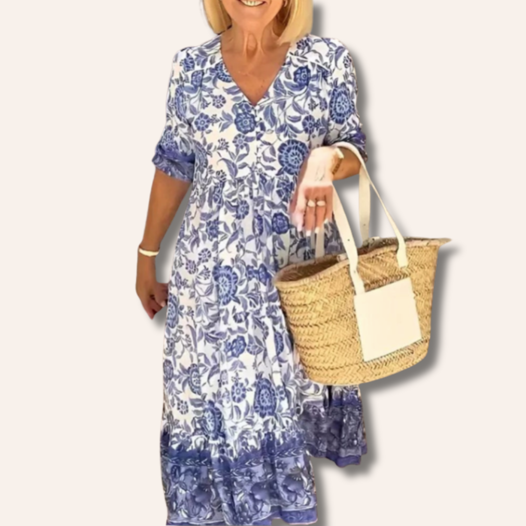 Marissa | Elegant Floral Dress with V-Neck