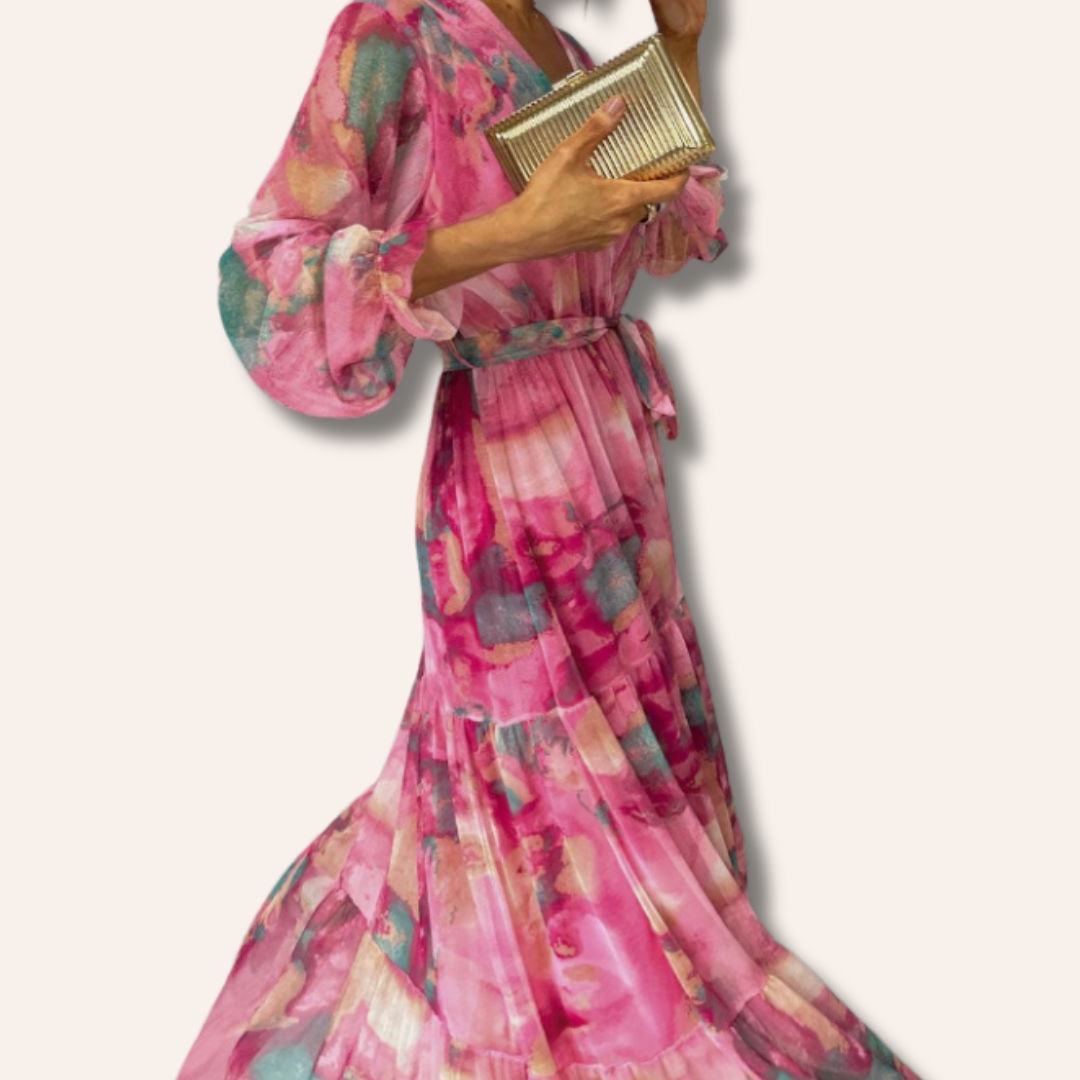 Delilah | Floral Pattern Dress With Sleeves