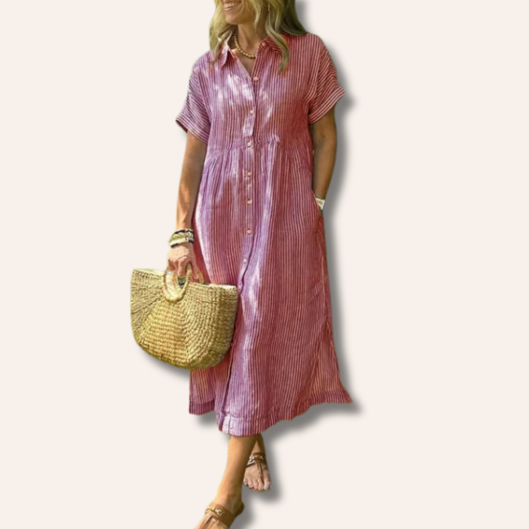 Sarah | Stylish Striped Shirt Dress