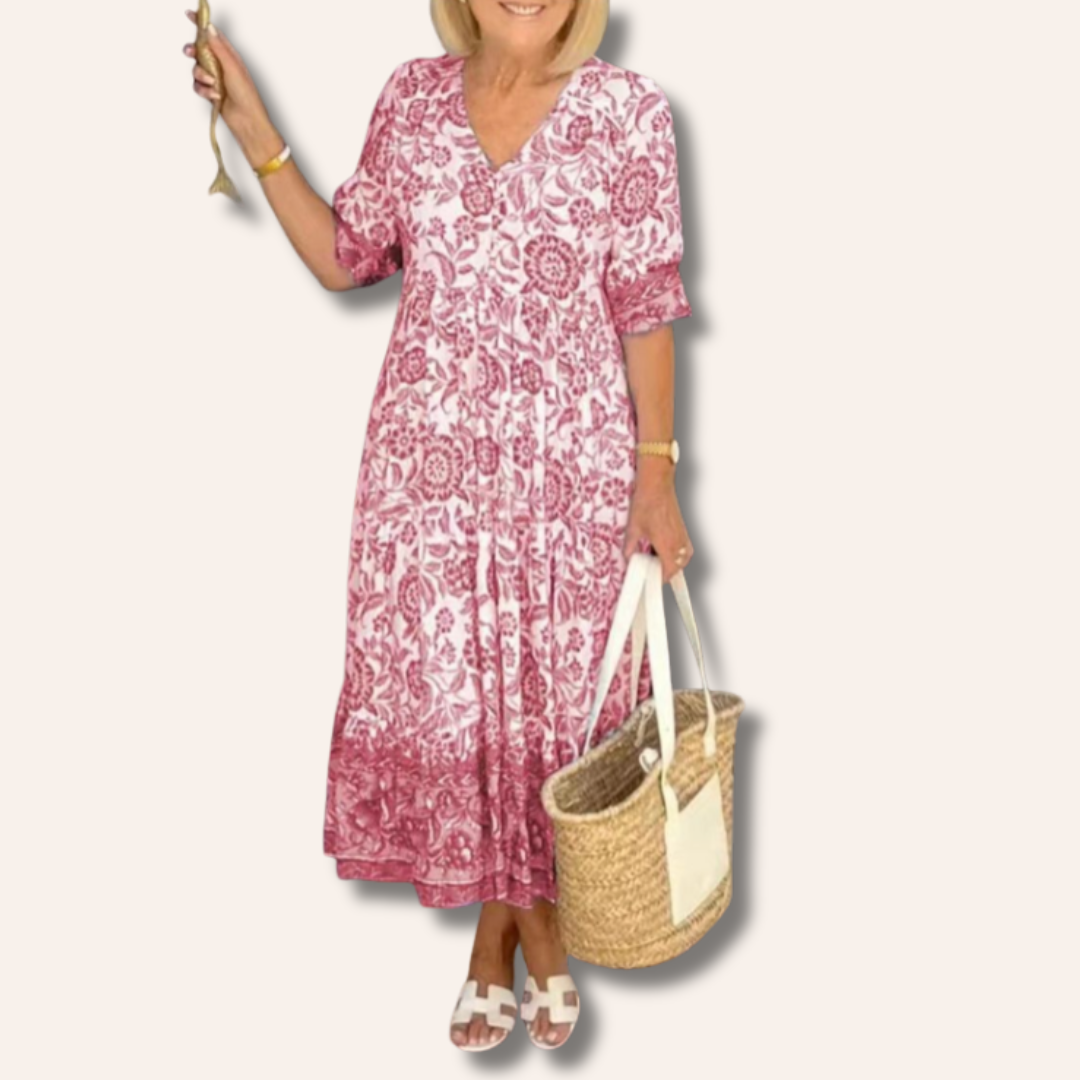 Marissa | Elegant Floral Dress with V-Neck