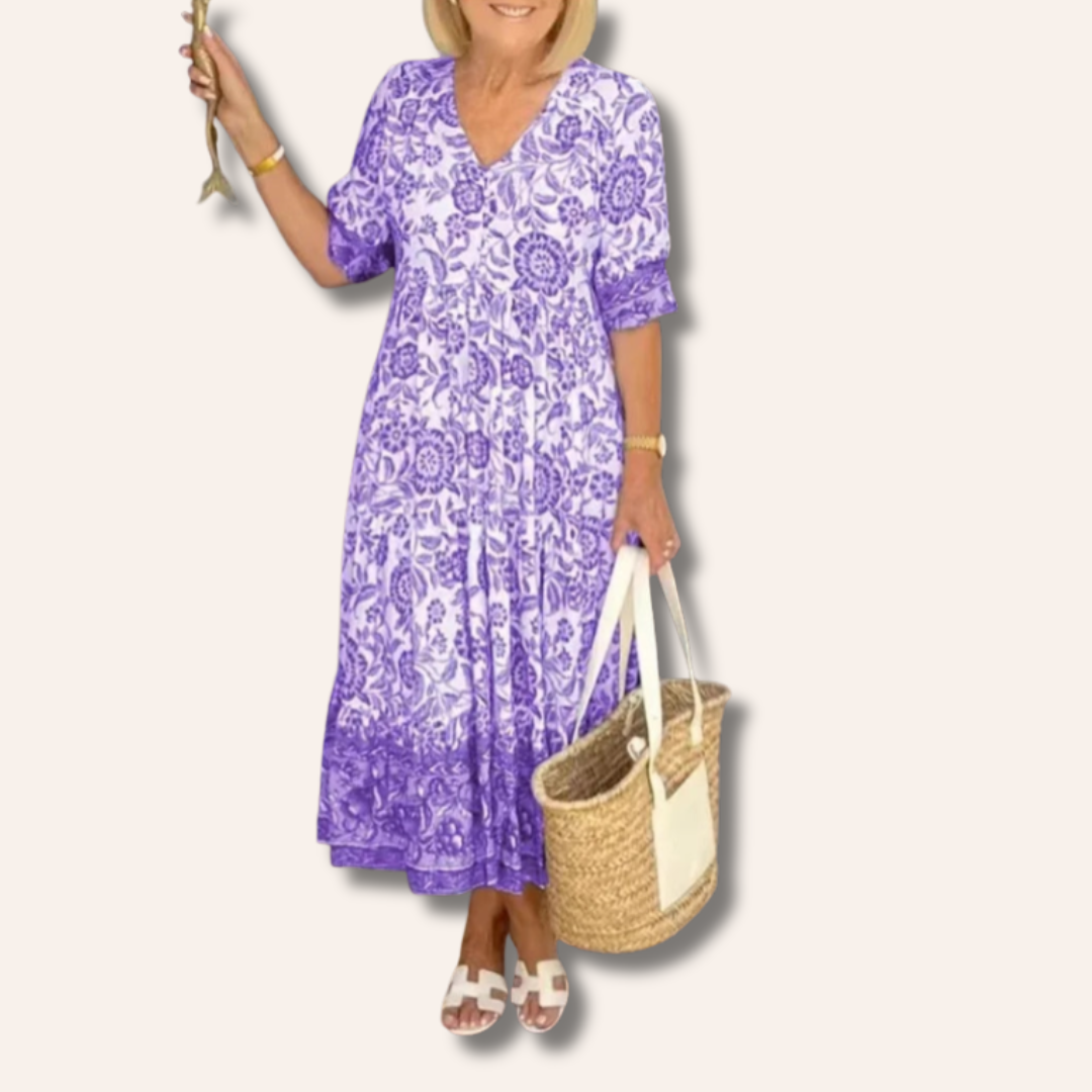 Marissa | Elegant Floral Dress with V-Neck