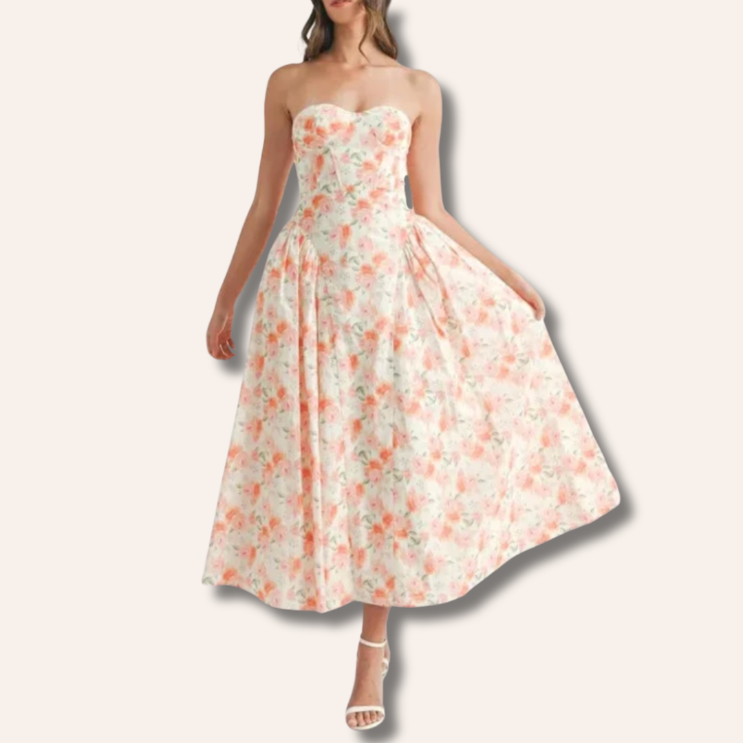 Sandy | Neckline Floral Midi Dress