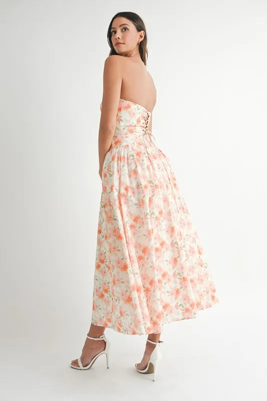 Sandy | Neckline Floral Midi Dress