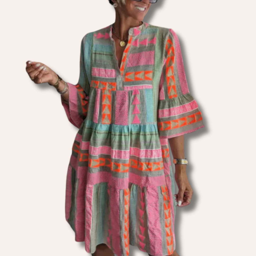 Celestine | Chic V-Neck Cotton Summer Dress