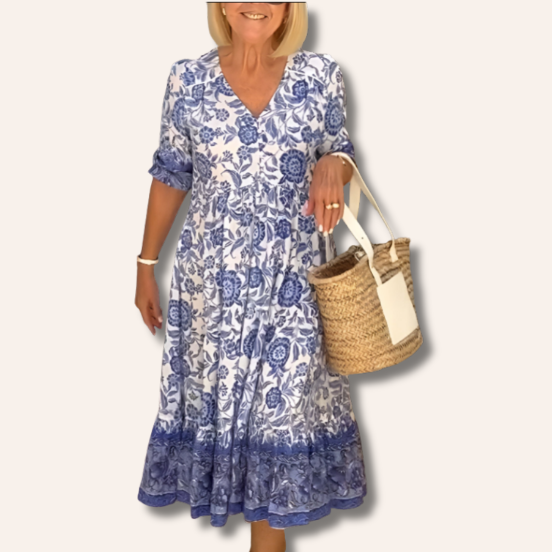 Marissa | Elegant Floral Dress with V-Neck