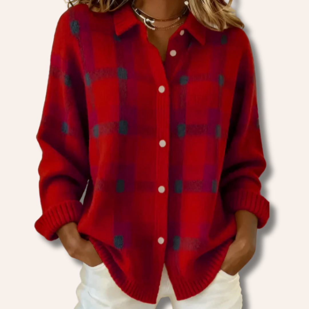 Denise | Plaid Knit Cardigan