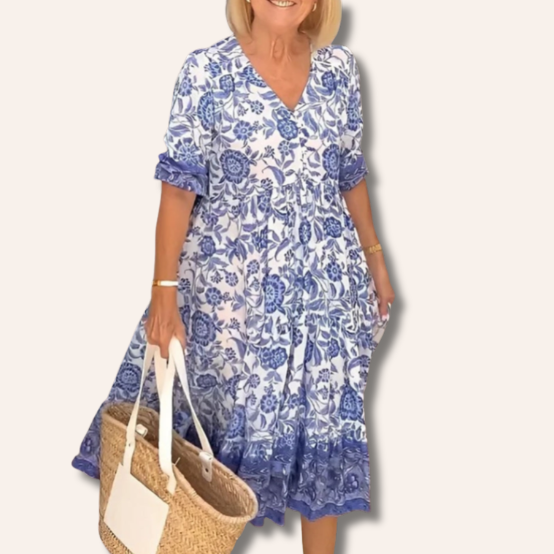 Marissa | Elegant Floral Dress with V-Neck