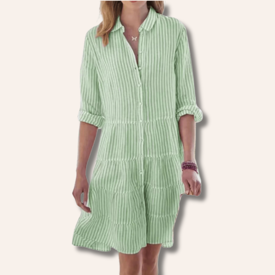 Lari | Striped Tiered Shirt Dress