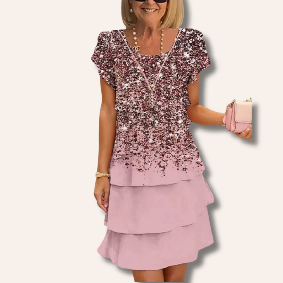 Susy | Pleated Floral Dress with Ruffles