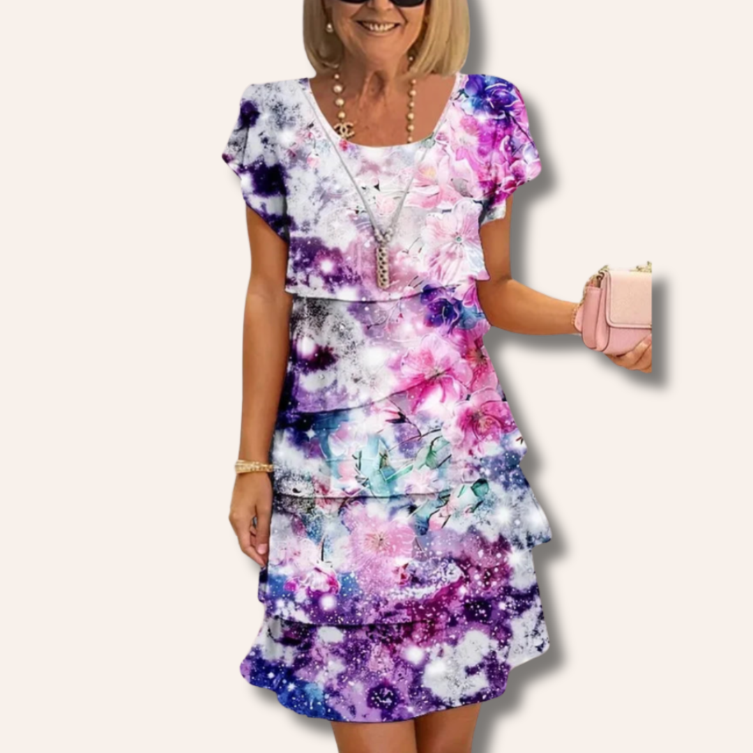 Susy | Pleated Floral Dress with Ruffles