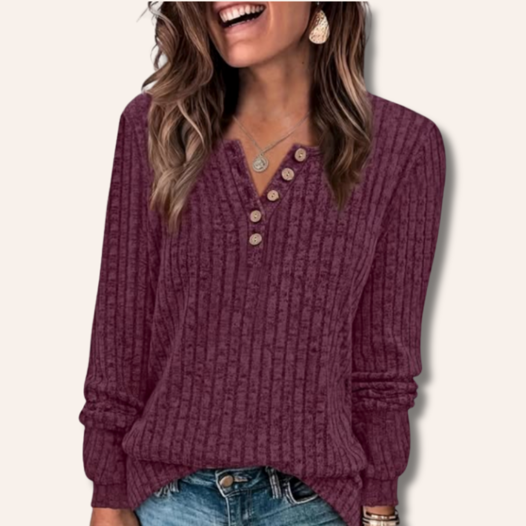 Lorraine | Textured Button Knit Top