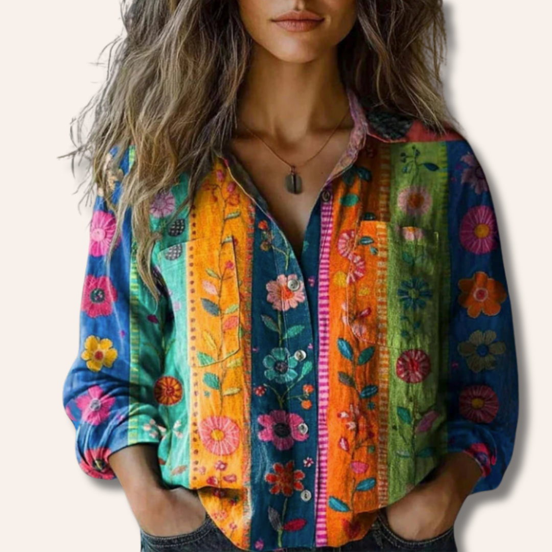 Linda | Printed Vintage Blouse