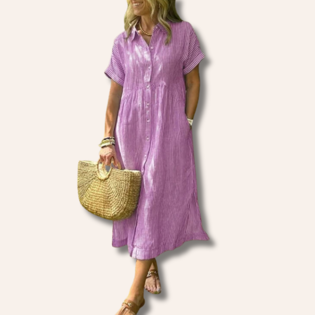 Sarah | Stylish Striped Shirt Dress