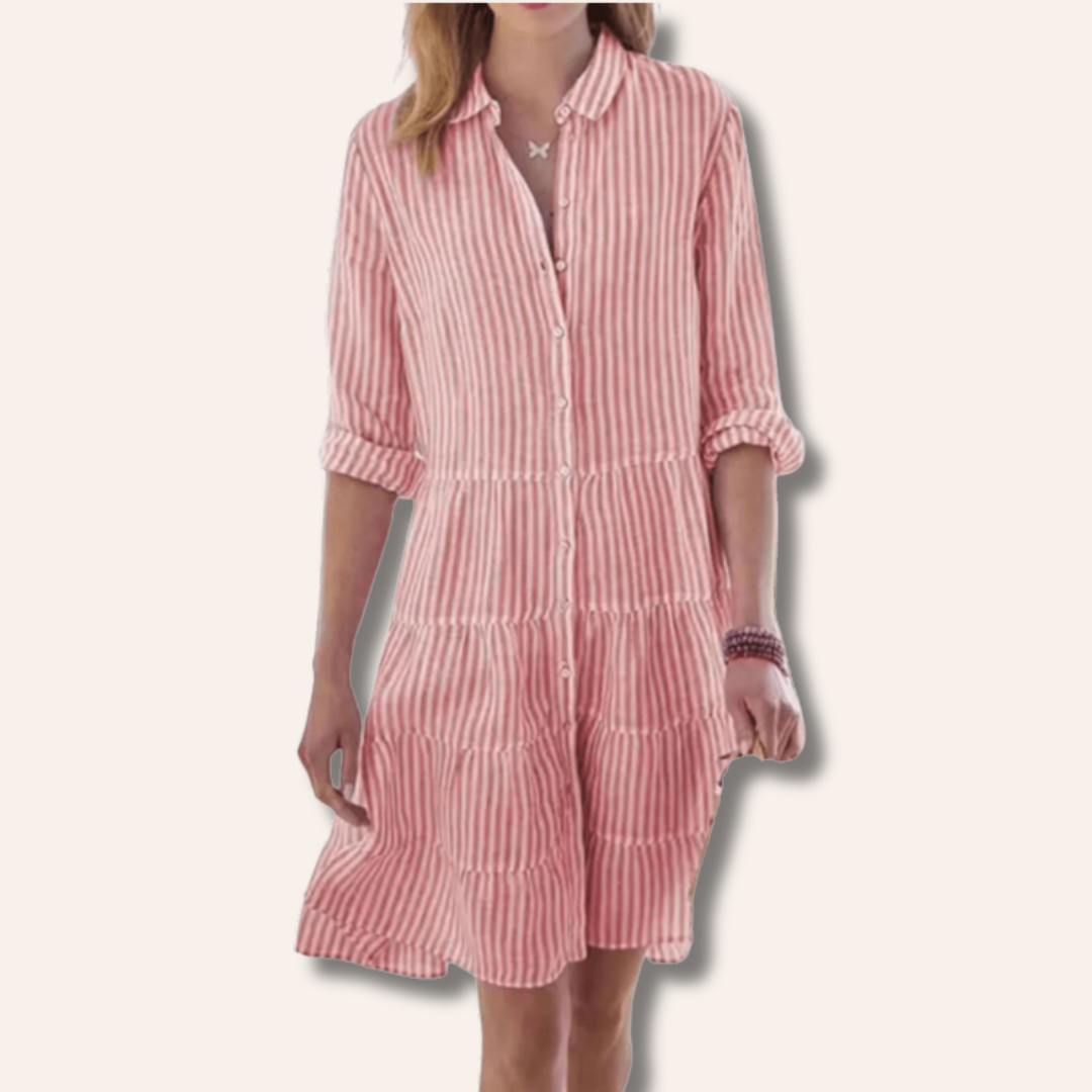 Lari | Striped Tiered Shirt Dress