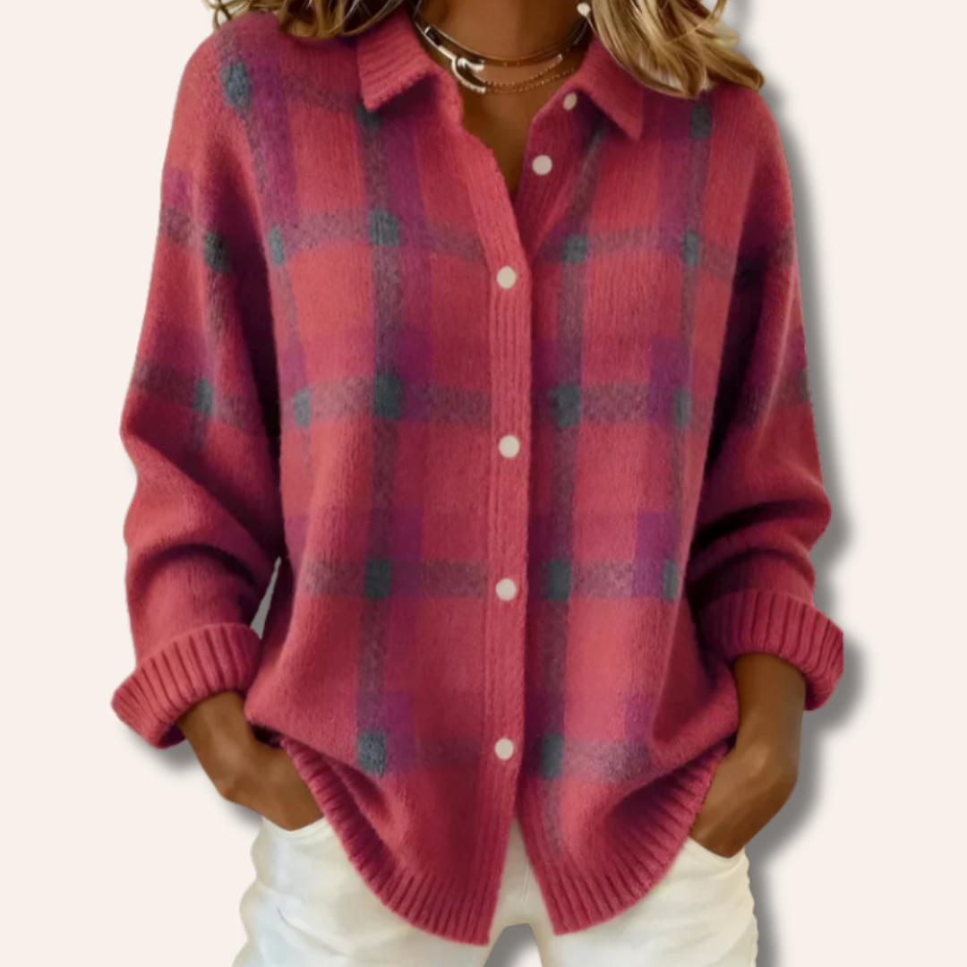 Denise | Plaid Knit Cardigan