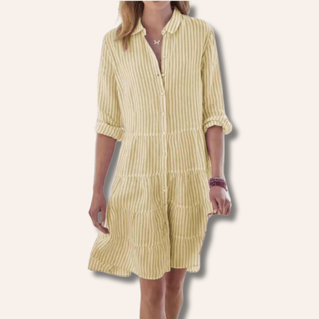 Lari | Striped Tiered Shirt Dress