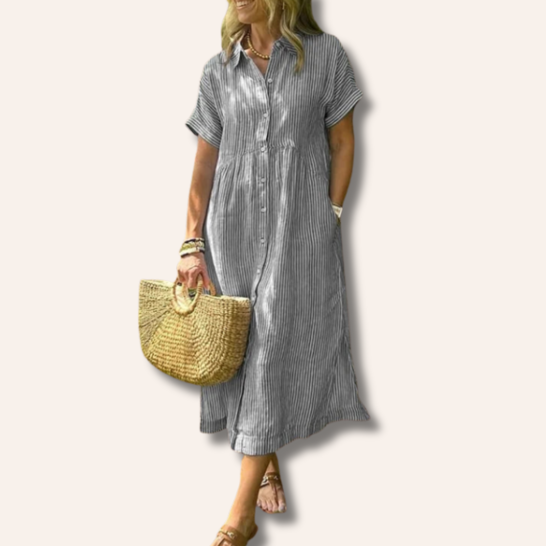 Sarah | Stylish Striped Shirt Dress