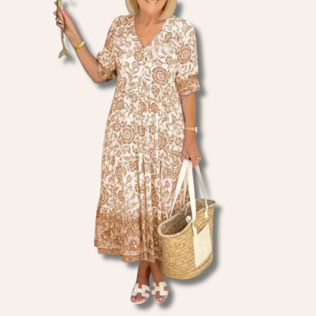 Marissa | Elegant Floral Dress with V-Neck